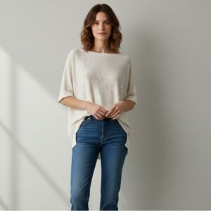 Eileen Fisher Linen/Cotton Short Sleeve Top | Size XS